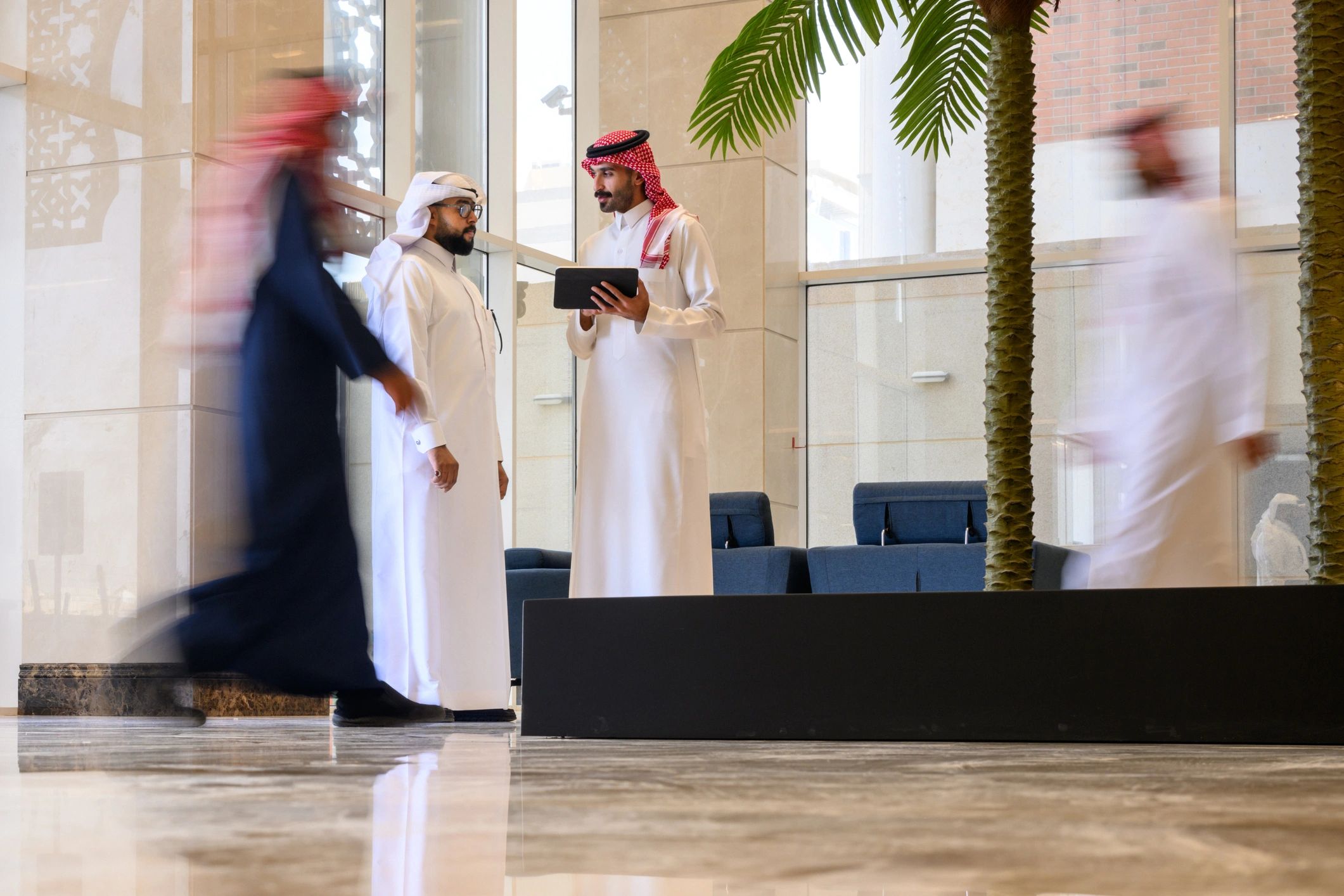 Executives in a premium business travel setting
